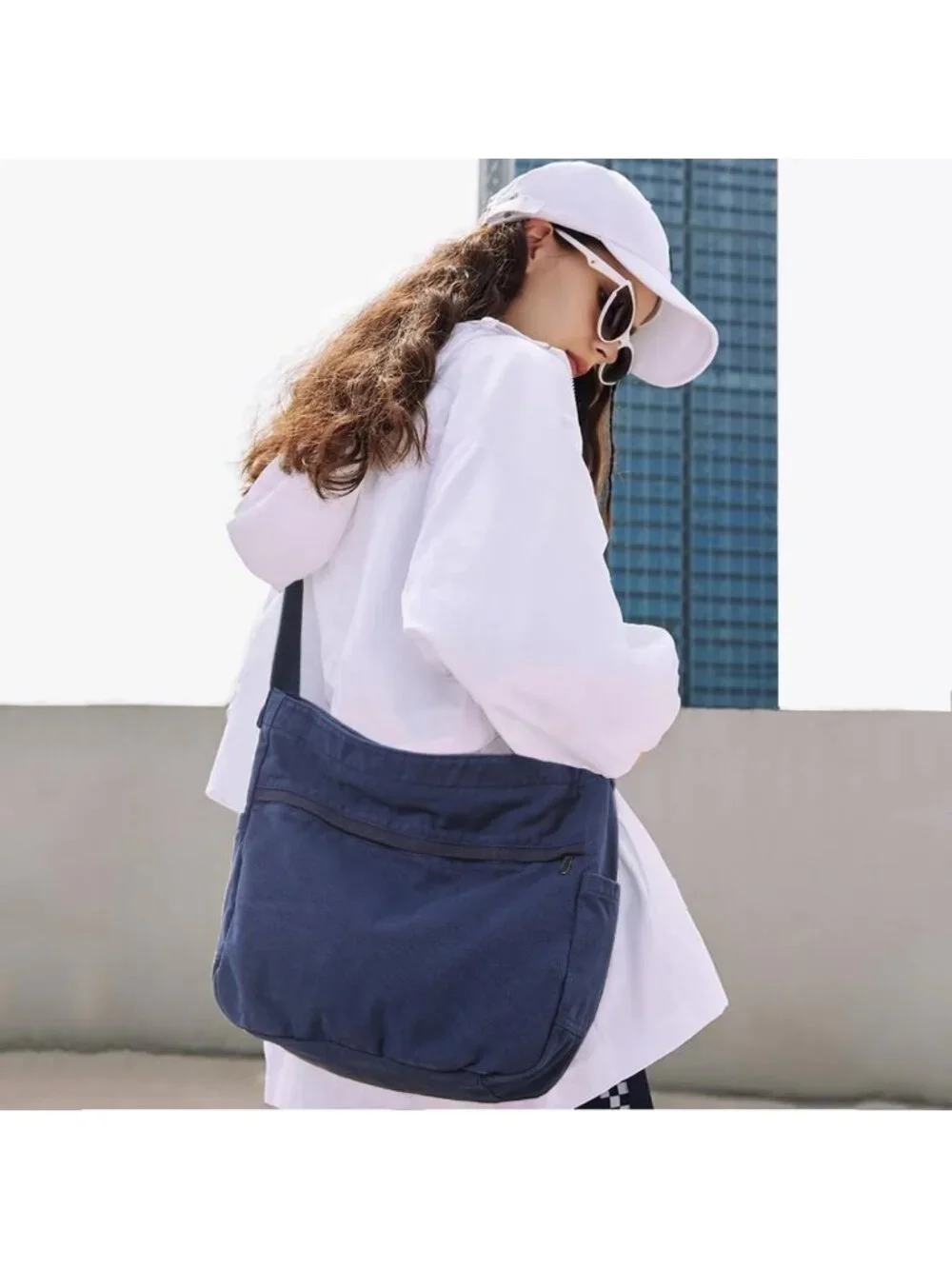 Large Canvas Hobo Crossbody Tote Bag | Multi-Pocket Casual Messenger Handbag